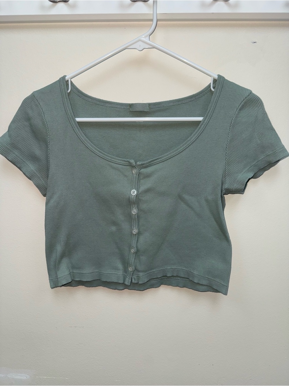 Brandy Melville Green Ribbed Crop Top